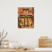 Festive Christmas Storefront Scene Poster (Keuken)