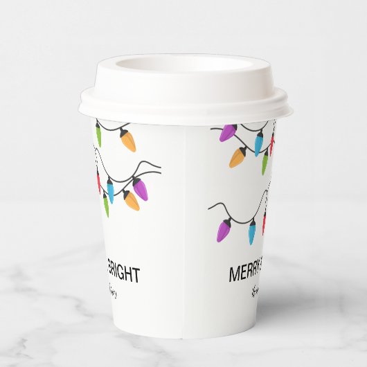 Festive Christmas String Lights Personalized Papieren Bekers (Rechts)