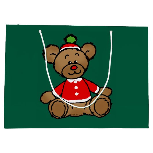 Festive Christmas Teddy Bear Design Groot Cadeauzakje (Achterkant)
