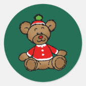 Festive Christmas Teddy Bear Design Ronde Sticker (Voorkant)