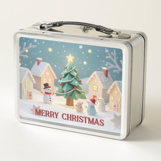 Festive Christmas Tree and Snowmen Scene (Achterkant)