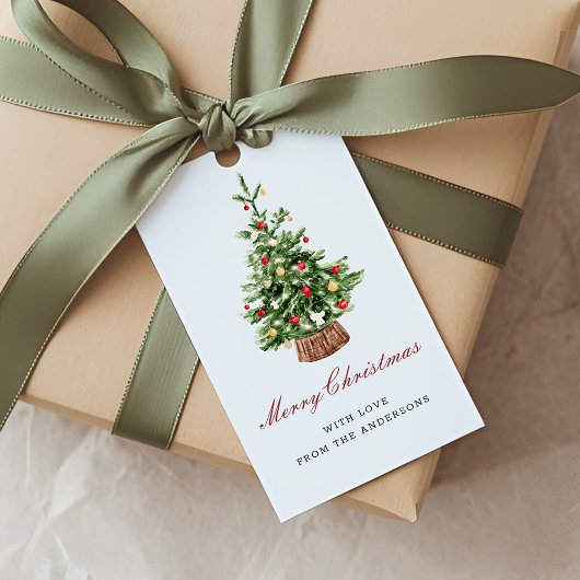 Festive Christmas Tree Holiday Cadeaulabel