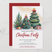 Festive Christmas Tree Party Invitation (Devant / Derrière)