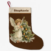 Festive Christmas waterverf Angel Voeg naam toe Kleine Kerstsok (Voorkant)