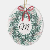Festive Christmas Wreath Custom Initial and Photo Keramisch Ornament (Links)