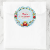 Festive Christmas Wreath Frame With Blue Pine Ronde Sticker (Tas)