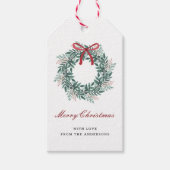Festive Christmas Wreath Holiday Cadeaulabel (Voorkant)