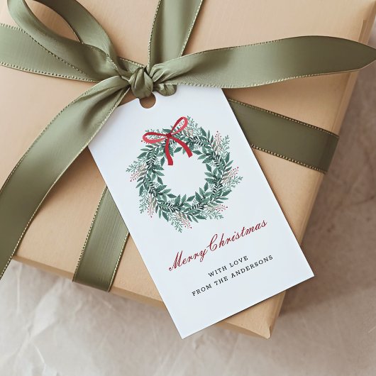 Festive Christmas Wreath Holiday Cadeaulabel