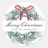 Festive Christmas Wreath Holiday Gift Ronde Sticker (Voorkant)