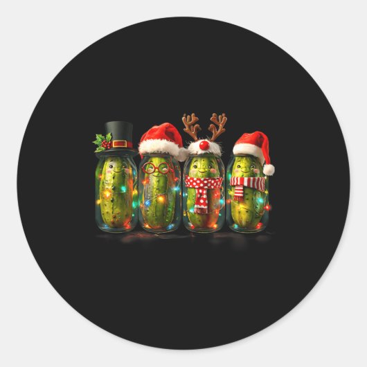 Festive Ckle Jar Meme Christmas Lights Santa Hat X Ronde Sticker (Voorkant)