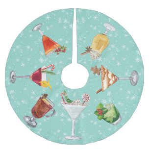 Festive Cocktail Drink de Waterverf van Kerstmis Kerstboom Rok