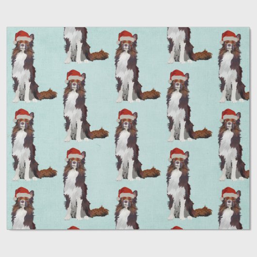 FESTIVE COLLIE Wrapping Paper Cadeaupapier (Vlak)