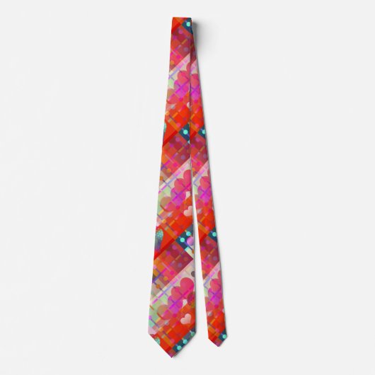 Festive Colorful Heart Pattern Stropdas (Voorkant)