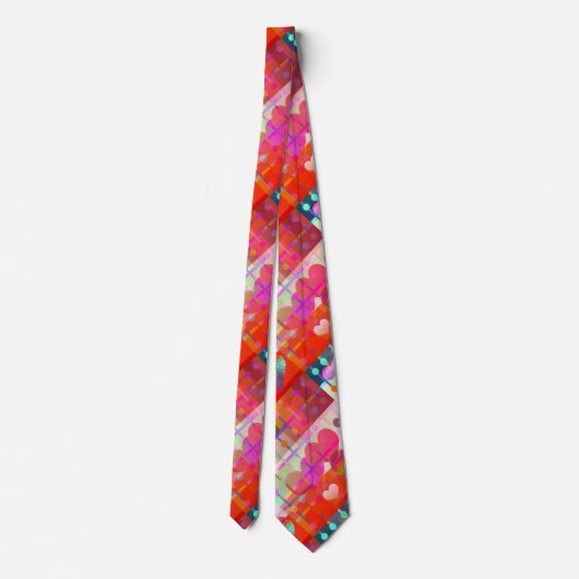 Festive Colorful Heart Pattern Stropdas (Achterkant)