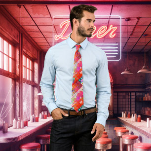 Festive Colorful Heart Pattern Stropdas