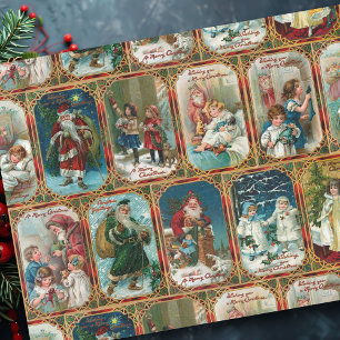 Festive Colorful  Victoriaans kerstkaarten Tissuepapier