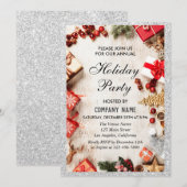 Festive Company Holiday Party White Silver Glitter Kaart (Voorkant / Achterkant)