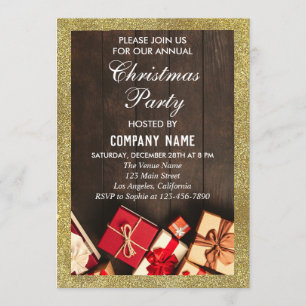 Festive Company kerstparty Giften Gold Glitter Kaart