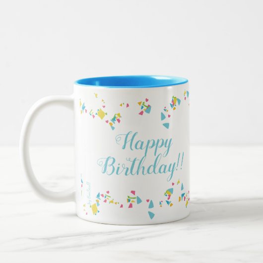 Festive Confetti Happy Birthday Mug (Gauche)