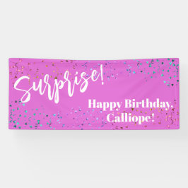 Festive Confetti Surprise Birthday Party roze Spandoek