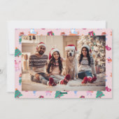 Festive Corgi Ice Skating Green Christmas Feestdagenkaart (Achterkant)