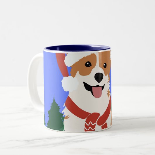 Festive Corgi Mug de vacances (Devant gauche)