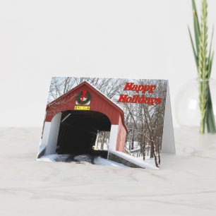 Festive Covered Bridge-feestdagkaart Feestdagen Kaart