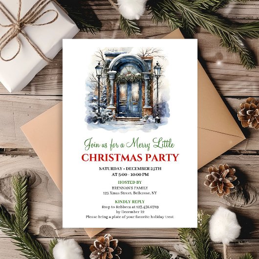 Festive cozy Christmas scene party invitation