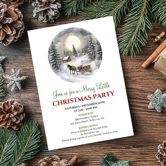 Festive Cozy Winter Scene Christmas Invitation