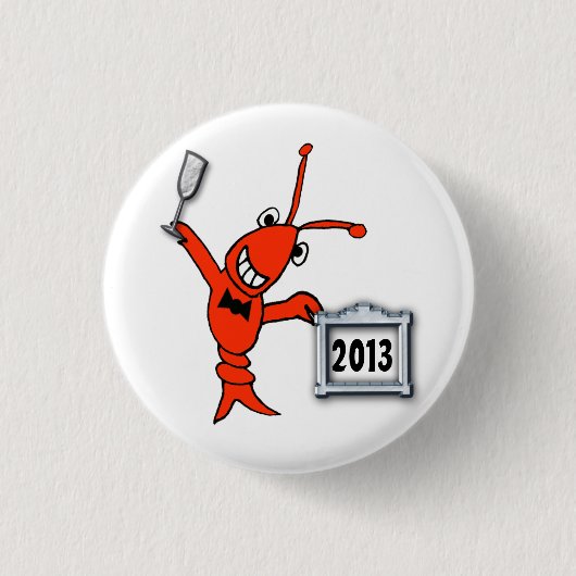 Festive Crawfish Lobster 2013 Nieuwjaar Button (Voorkant)