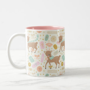 Festive Cream  Reindeer Illustratie Tweekleurige Koffiemok