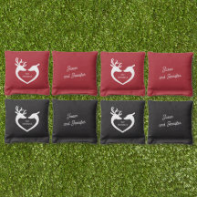 Festive Custom Family Monogram Deer Couple