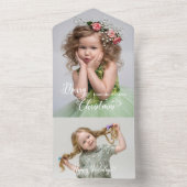 Festive Custom Merry Christmas Script Photo All In One Uitnodiging (Binnen)