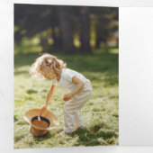 Festive Custom Merry Christmas Script Photo Drieluik Kaart (Binnenzijde eerst)