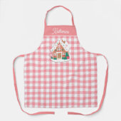 Festive Cute Pink Gingerbrood House Gingham Pset Schort (Voorkant)