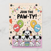 Festive Dalmatian Birthday Invitation Kaart (Voorkant / Achterkant)