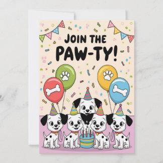 Festive Dalmatian Birthday Invitation Kaart