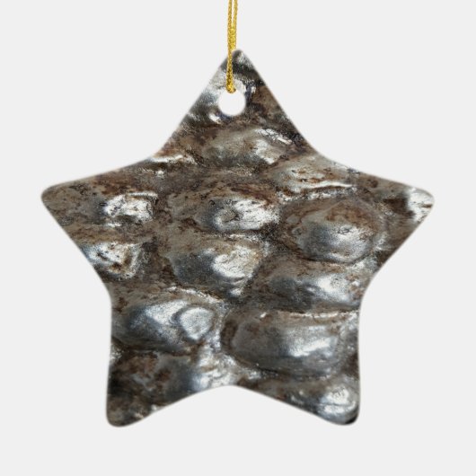 Festive Dark Silver Metallic Abstracte Kunst Keramisch Ornament (Voorkant)