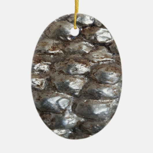 Festive Dark Silver Metallic Abstracte Kunst Keramisch Ornament (Voorkant)