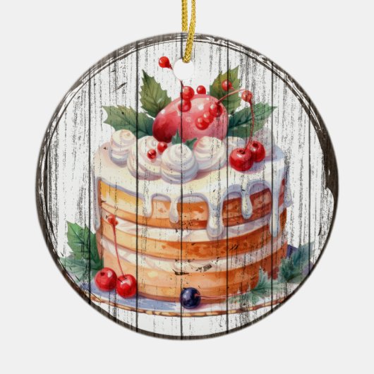 Festive Delight - Waterverf Cake Ornament (Voorkant)