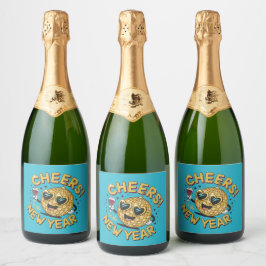 Festive Disco Toast in Shades of Celebration Sparkling Wijnetiket