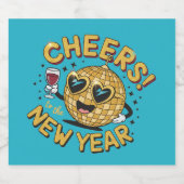 Festive Disco Toast in Shades of Celebration Sparkling Wijnetiket (Enkel label)