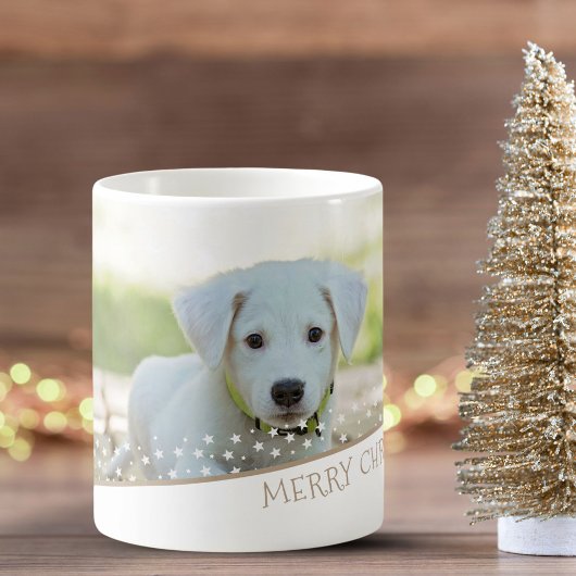 Festive Dog Photo Stars Kerstmis Koffiemok