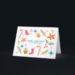Festive Doodles Joyeux Noël Carte de voeux<br><div class="desc">Une carte de voeux de vacances avec des doodles festifs.</div>