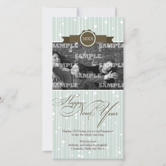 Festive Dotée Stripes Nouvel An Carte photo de vac (Devant)