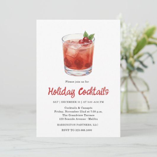 Festive Drinks Celebration, Winter Holiday Kaart (Staand voorkant)