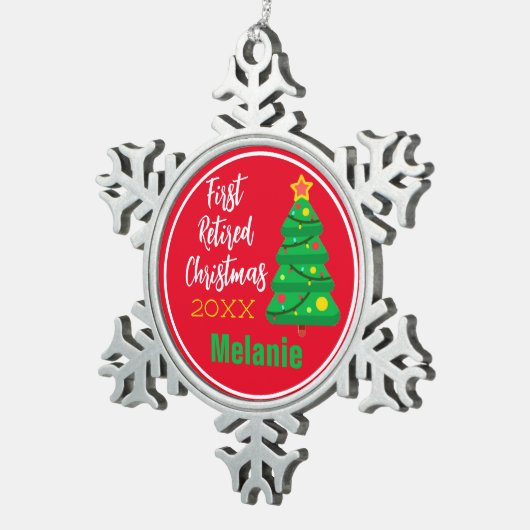 Festive, Eerste kerstversiering in ruste Tin Sneeuwvlok Ornament (Rechts)