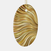 Festive Elegant Gold Abstracte stromingsstrepen Keramisch Ornament (Rechts)
