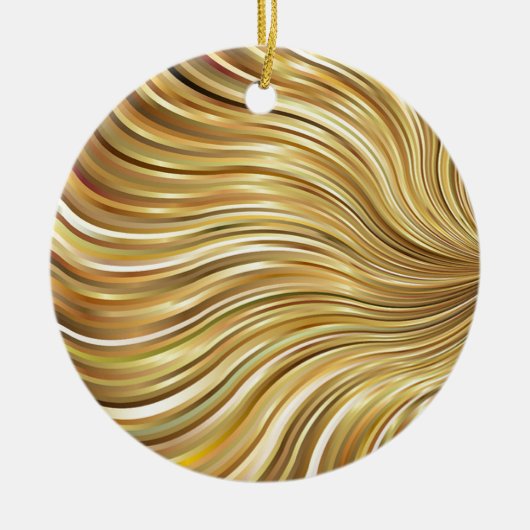 Festive Elegant Gold Abstracte stromingsstrepen Keramisch Ornament (Voorkant)
