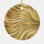 Festive Elegant Gold Abstracte stromingsstrepen Keramisch Ornament (Achterkant)